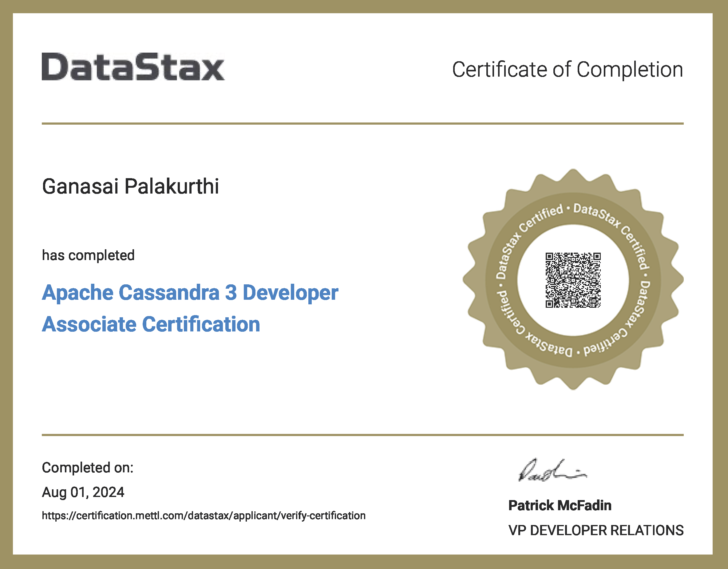 Cassandra Developer Badge