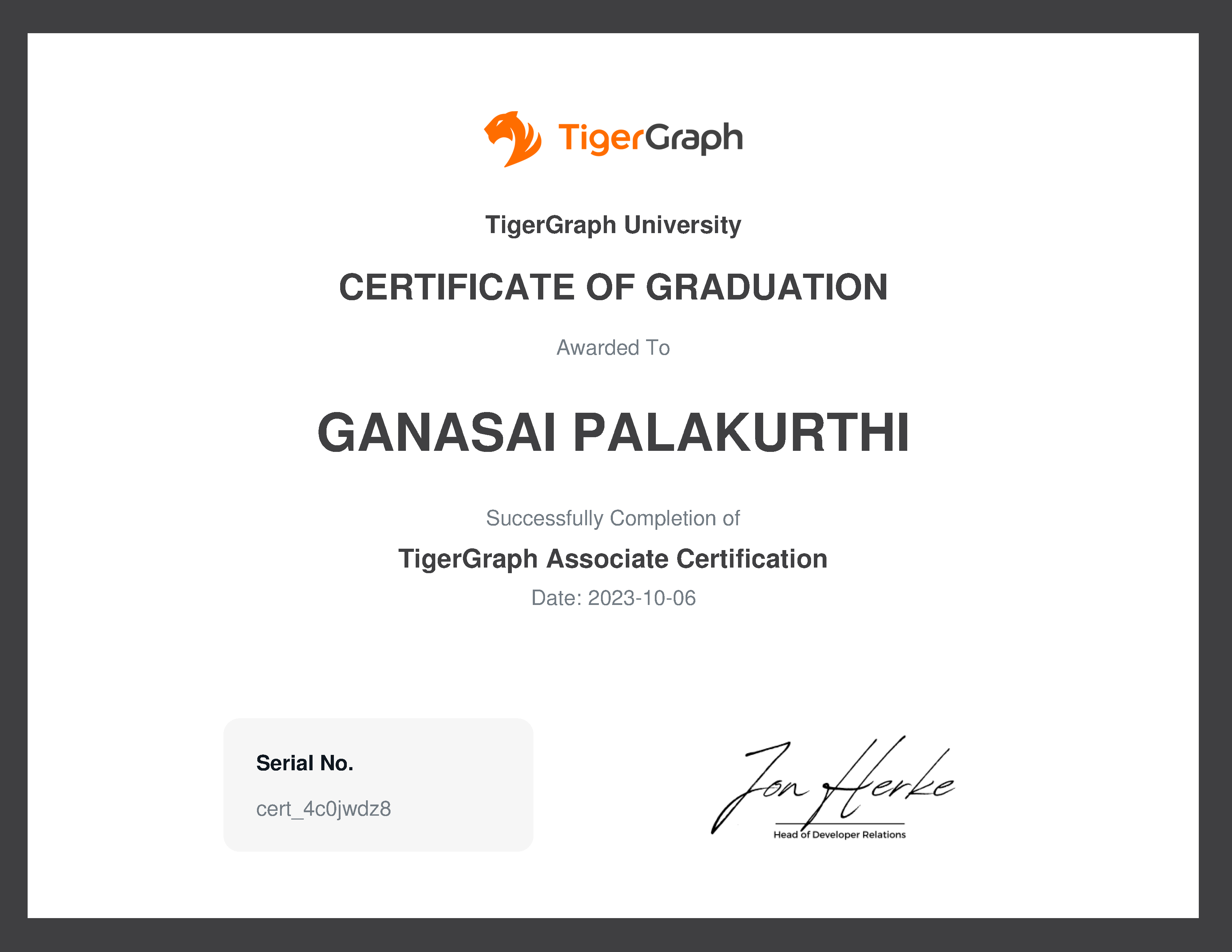 TigerGraph Associate Badge