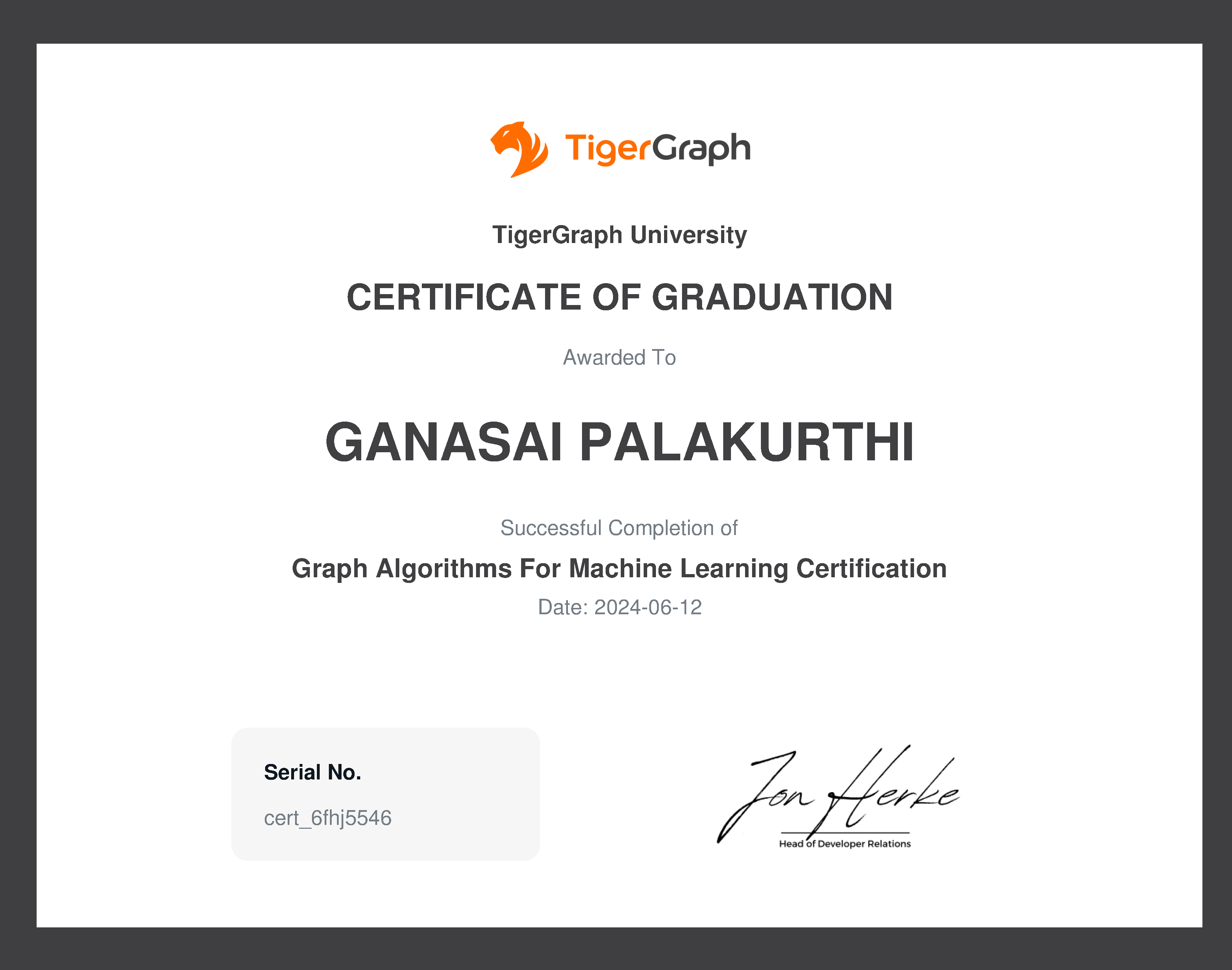TigerGraph ML Badge